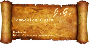 Joanovics Gyula névjegykártya