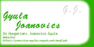 gyula joanovics business card